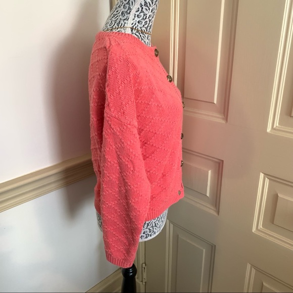 Vintage Express Tricot Salmon Cardigan SZ XL - Picture 3 of 14